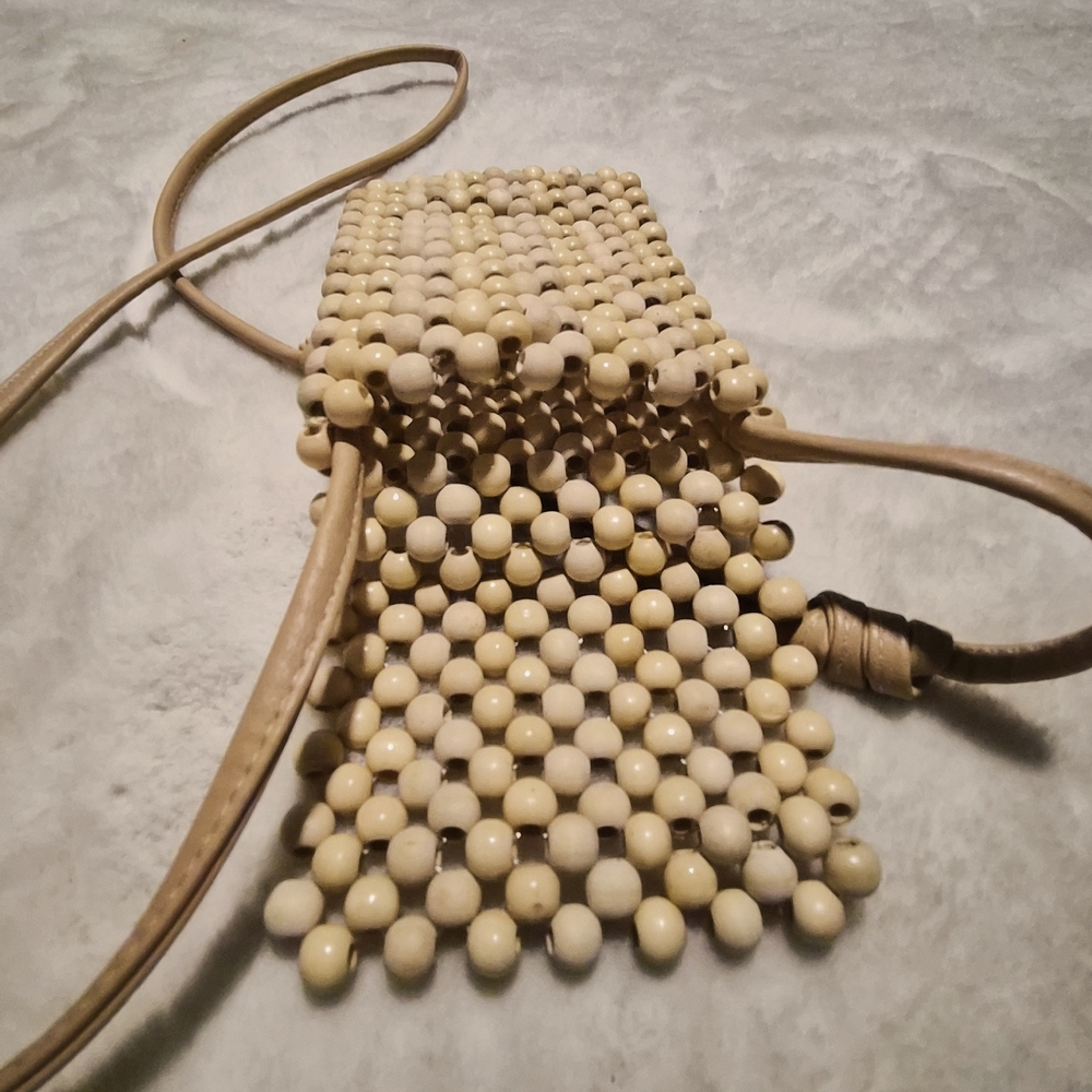 Beaded Cream Crossbody Bag